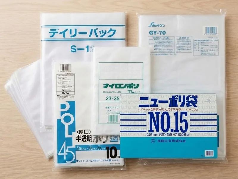 半透明ポリ袋、ナイロンポリ袋、業務用ポリ袋のパッケージ